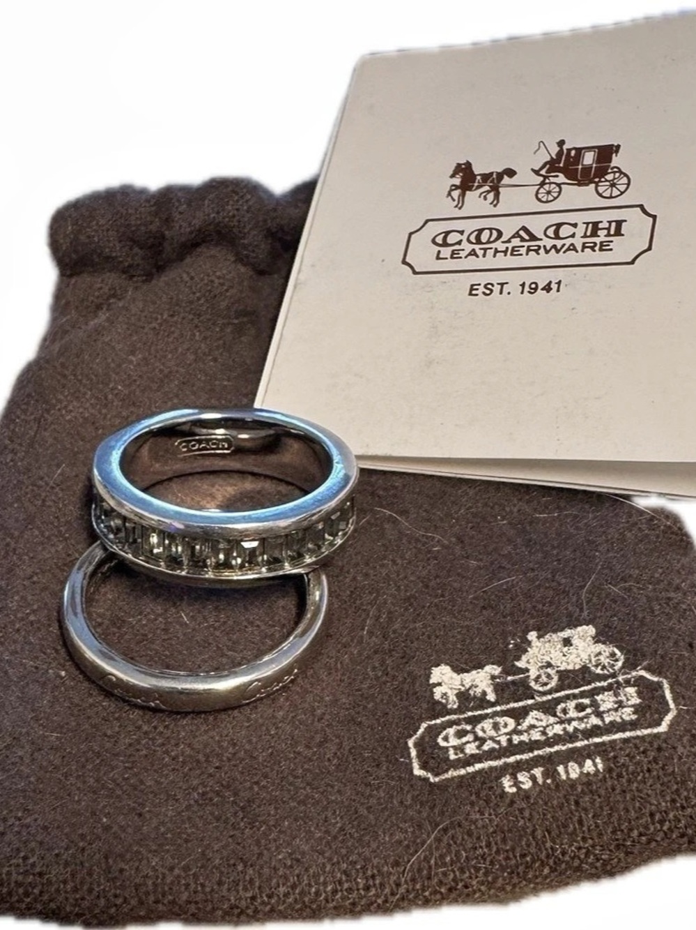 Coach Silver two Ring Set Like New